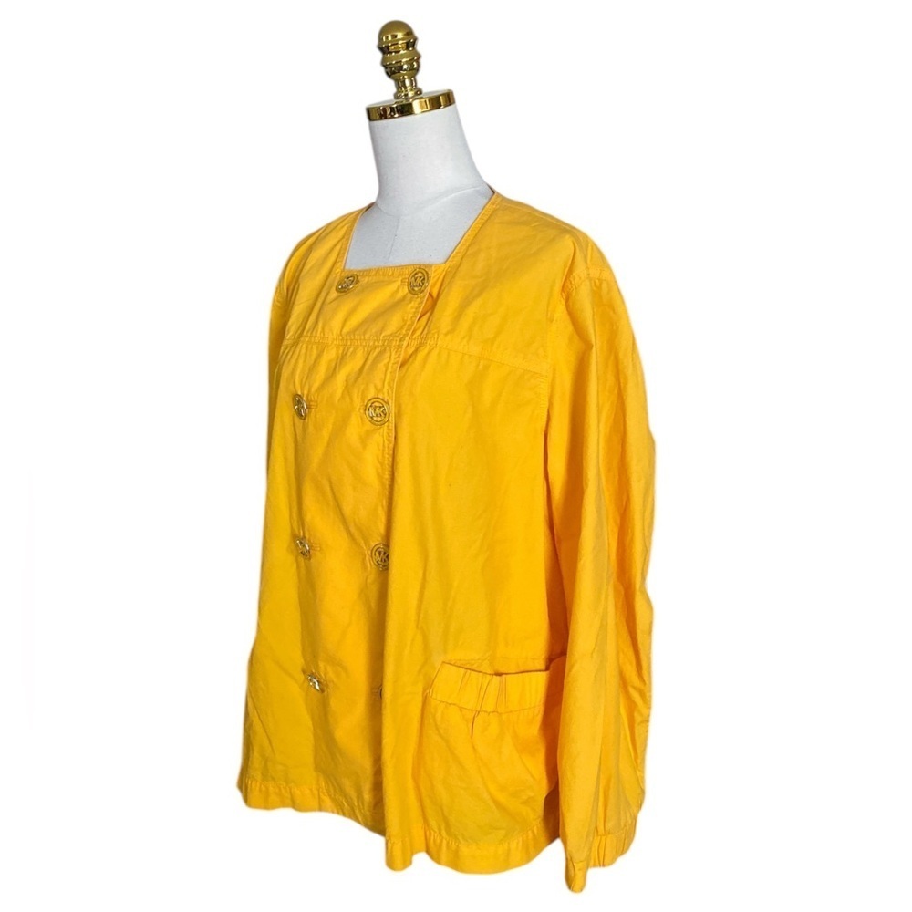 Michael Kors Yellow Double-Breasted Womens 100% Cotton Jacket Size 2X Lagenlook - Picture 3 of 9